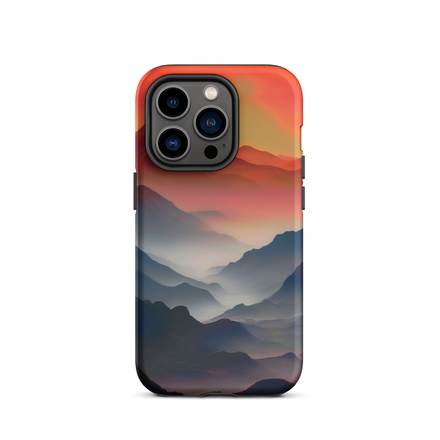 Sonnteruntergang, Gebirge und Nebel - Landschaftsmalerei - iPhone Schutzhülle (robust) berge xxx iPhone 14 Pro