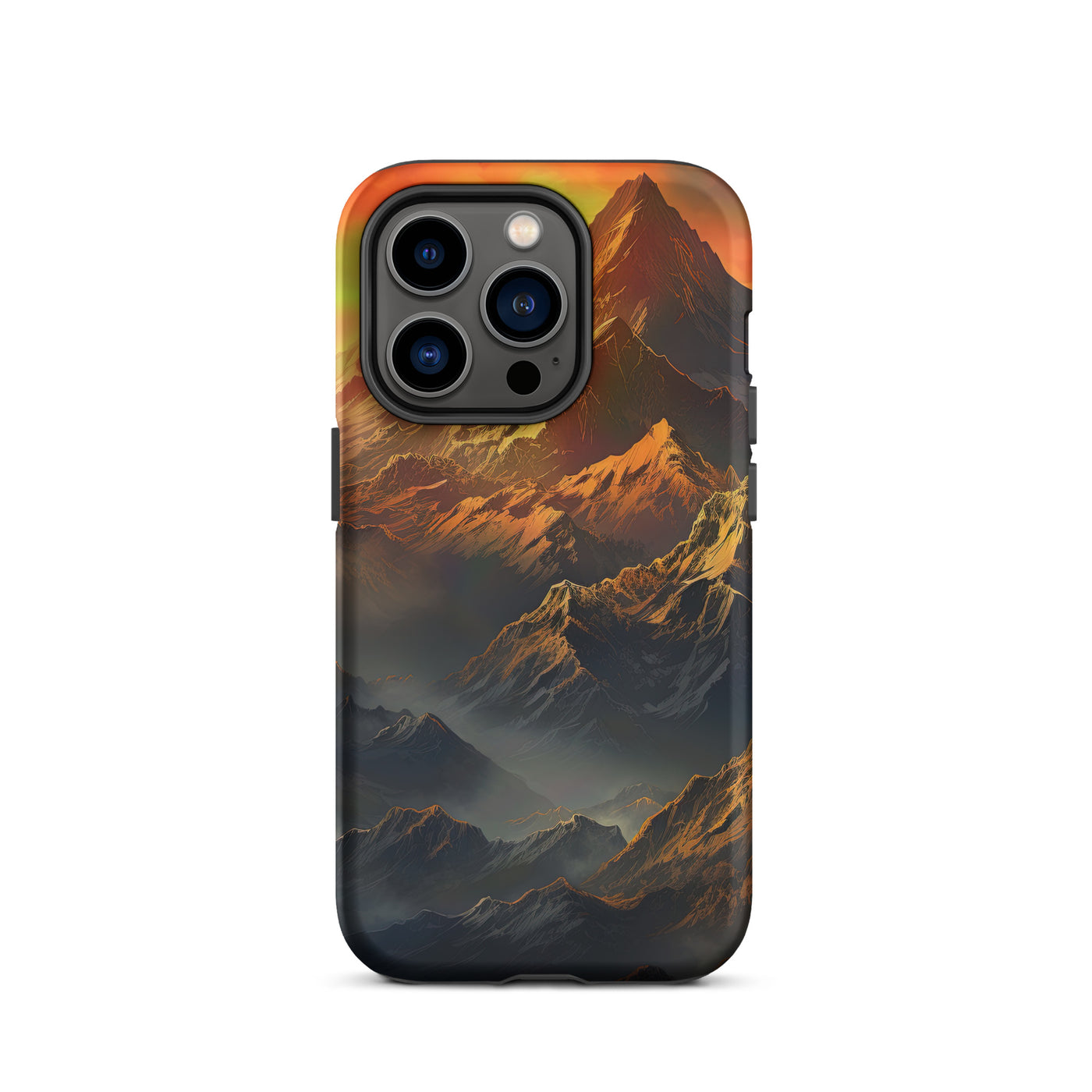 Wunderschöne Himalaya Gebirge im Nebel und Sonnenuntergang - Malerei - iPhone Schutzhülle (robust) berge xxx iPhone 14 Pro