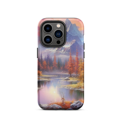 Landschaftsmalerei - Berge, Bäume, Bergsee und Herbstfarben - iPhone Schutzhülle (robust) berge xxx iPhone 14 Pro