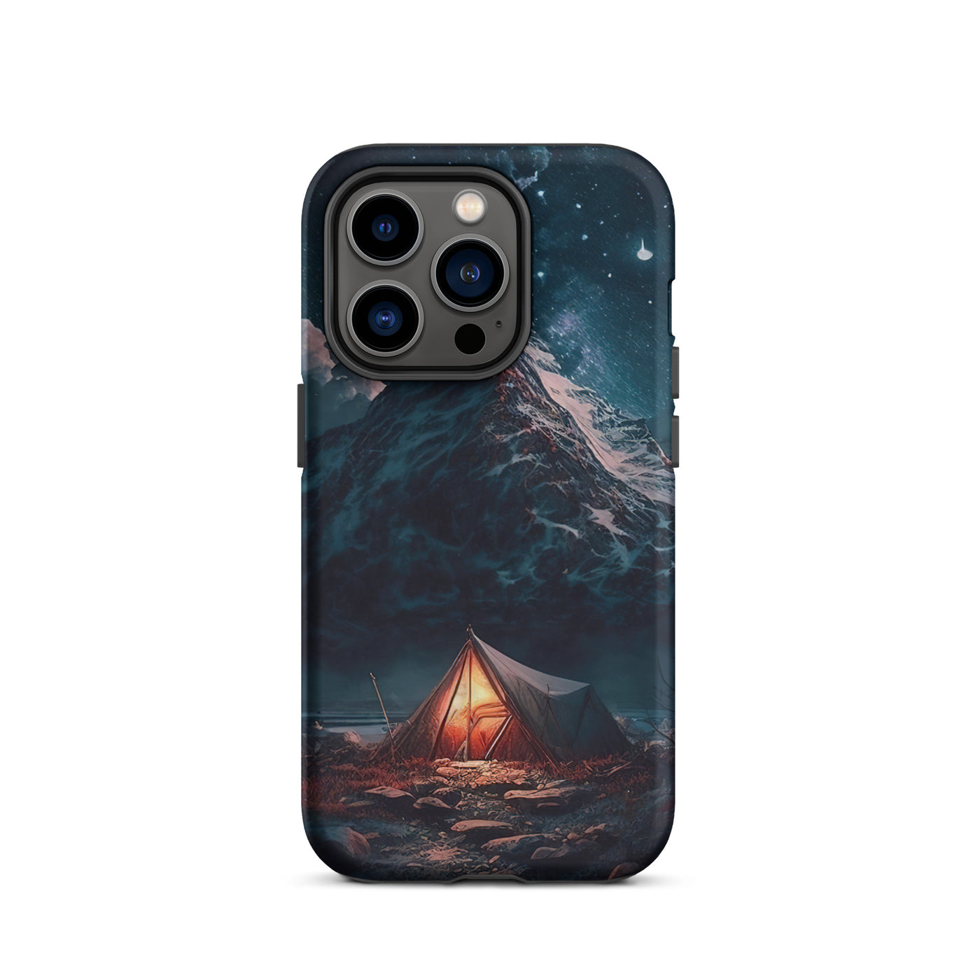 Zelt und Berg in der Nacht - Sterne am Himmel - Landschaftsmalerei - iPhone Schutzhülle (robust) camping xxx iPhone 14 Pro