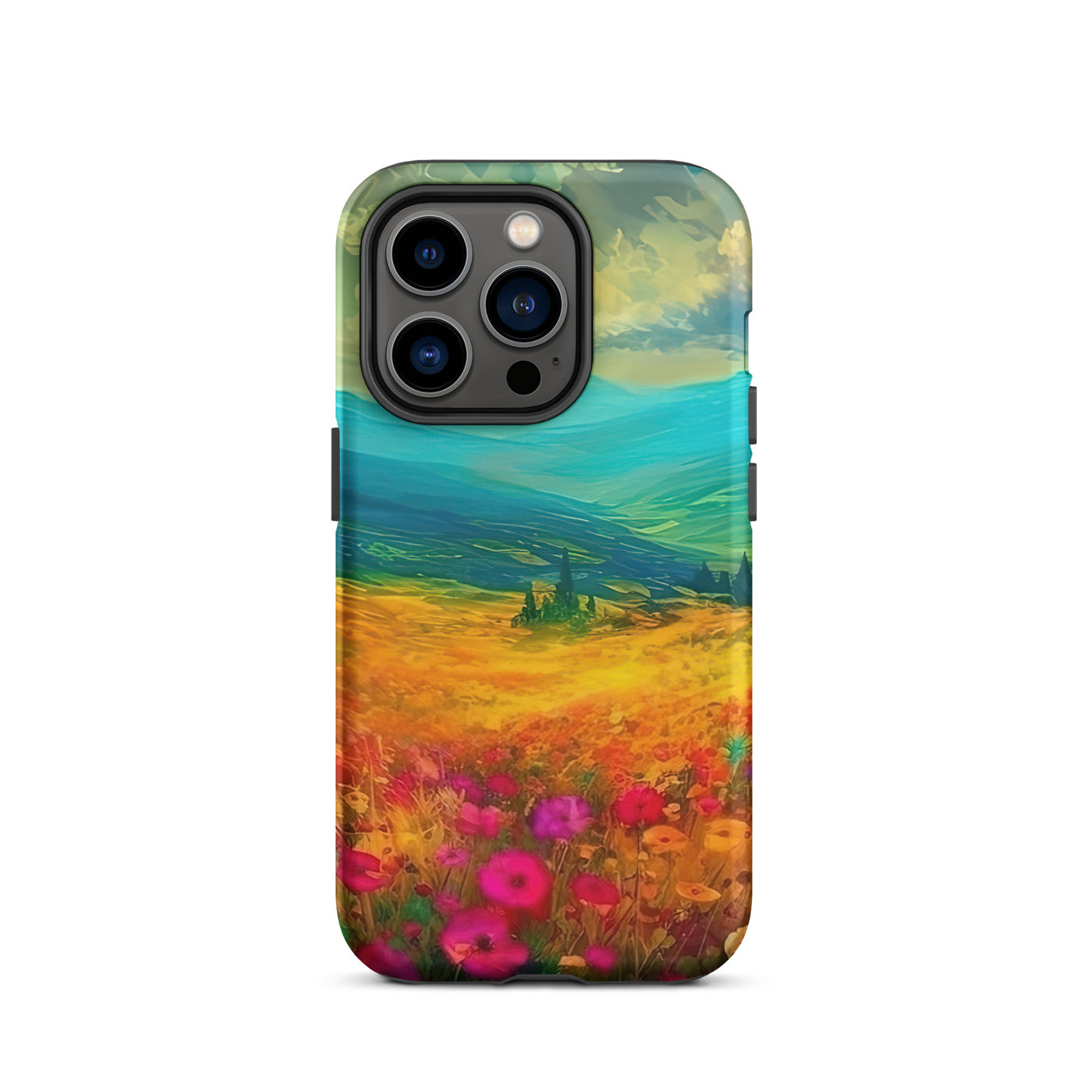 Berglandschaft und schöne farbige Blumen - Malerei - iPhone Schutzhülle (robust) berge xxx iPhone 14 Pro