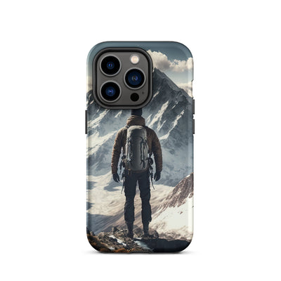 Wanderer auf Berg von hinten - Malerei - iPhone Schutzhülle (robust) berge xxx iPhone 14 Pro