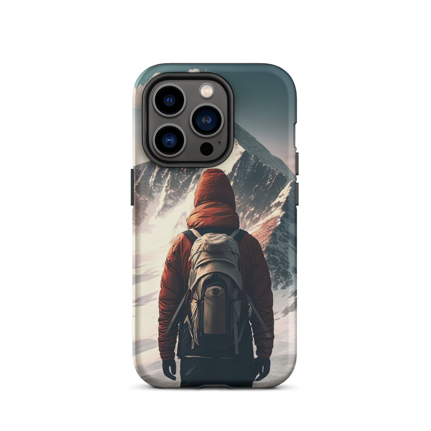 Wanderer von hinten vor einem Berg - Malerei - iPhone Schutzhülle (robust) berge xxx iPhone 14 Pro