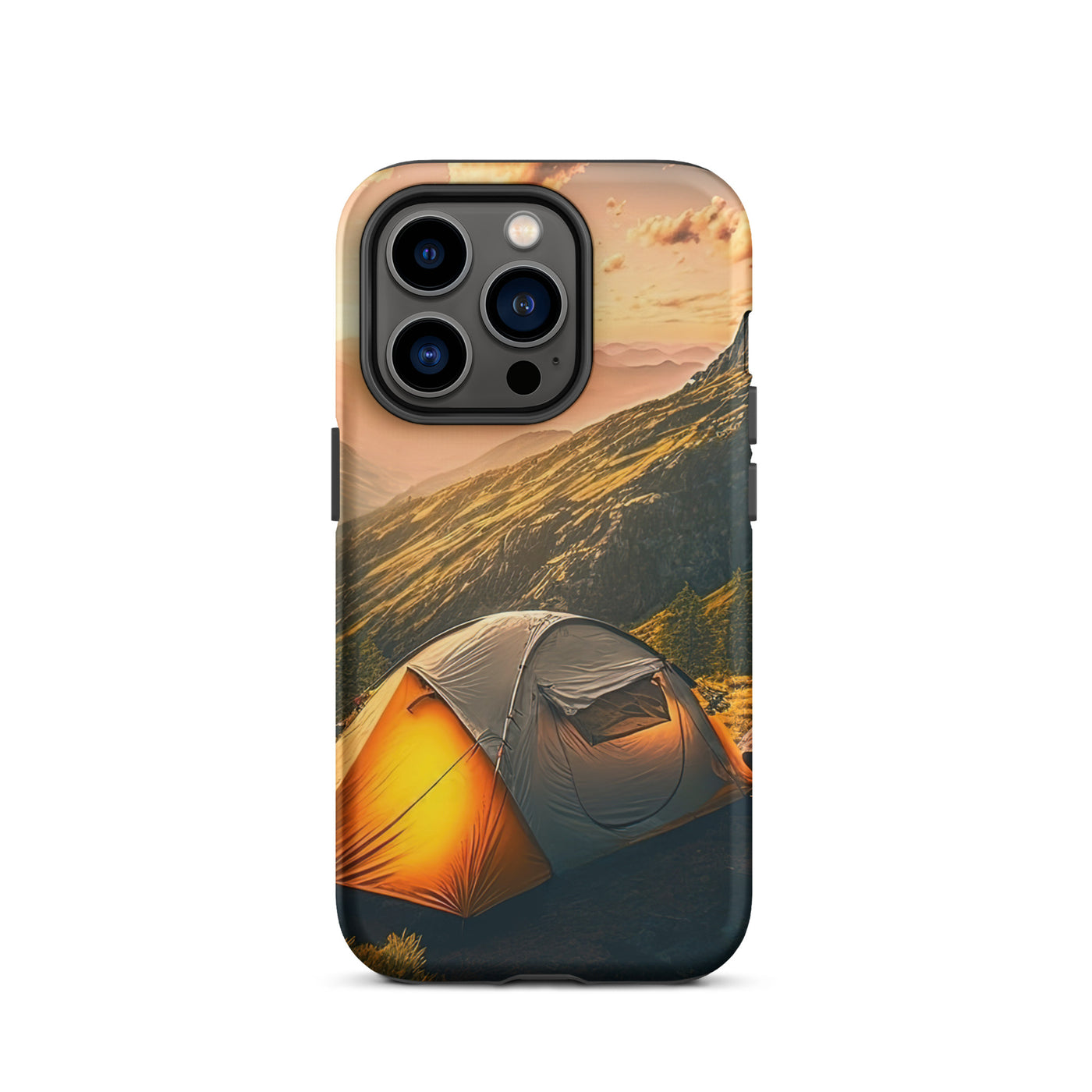 Zelt auf Berg im Sonnenaufgang - Landschafts - iPhone Schutzhülle (robust) camping xxx iPhone 14 Pro