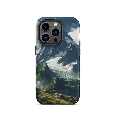 Gigantischer Berg - Landschaftsmalerei - iPhone Schutzhülle (robust) berge xxx iPhone 14 Pro