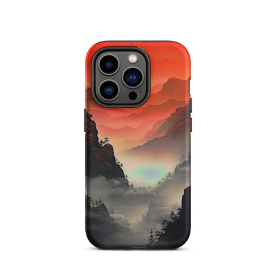 Gebirge, rote Farben und Nebel - Episches Kunstwerk - iPhone Schutzhülle (robust) berge xxx iPhone 14 Pro