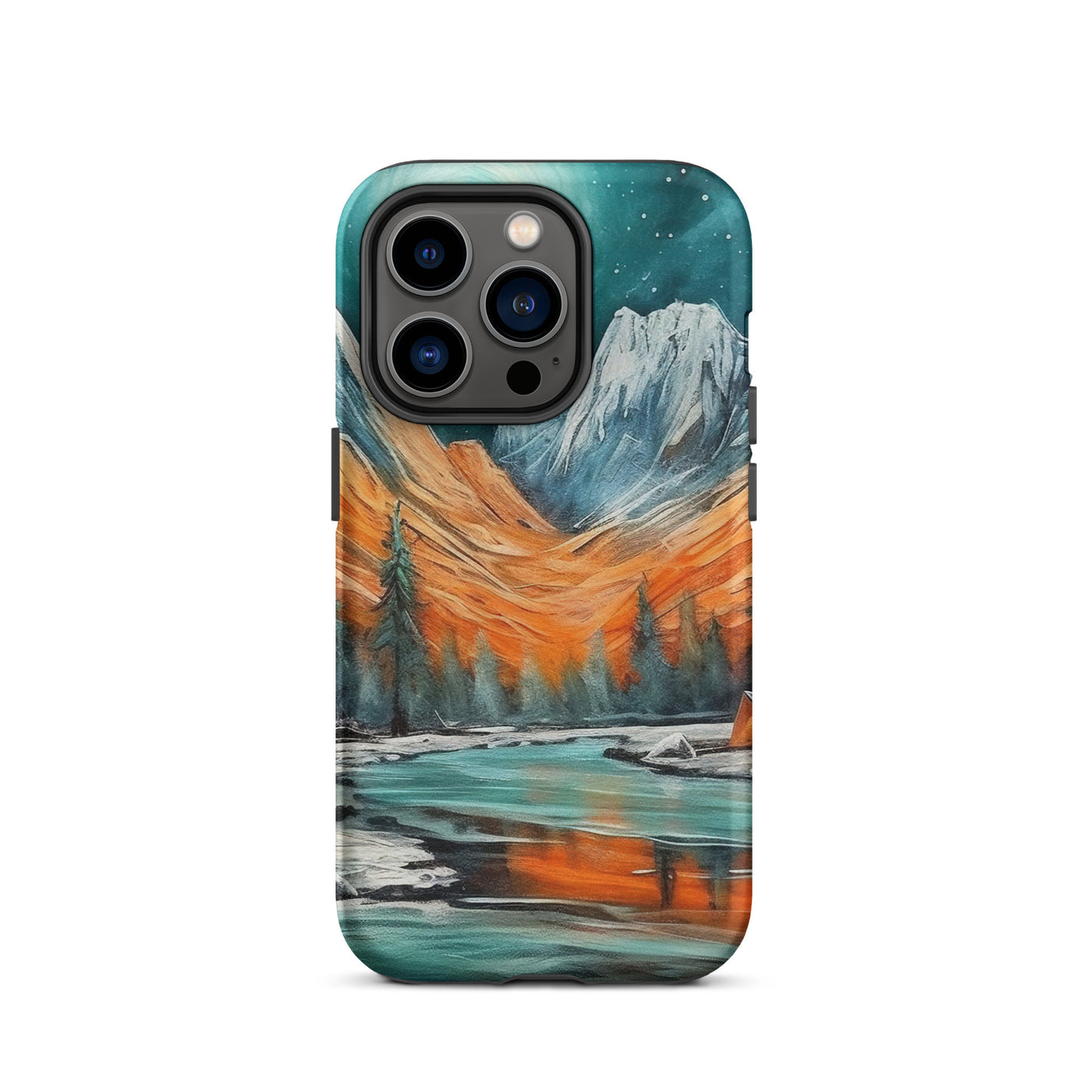 Berglandschaft und Zelte - Nachtstimmung - Landschaftsmalerei - iPhone Schutzhülle (robust) camping xxx iPhone 14 Pro