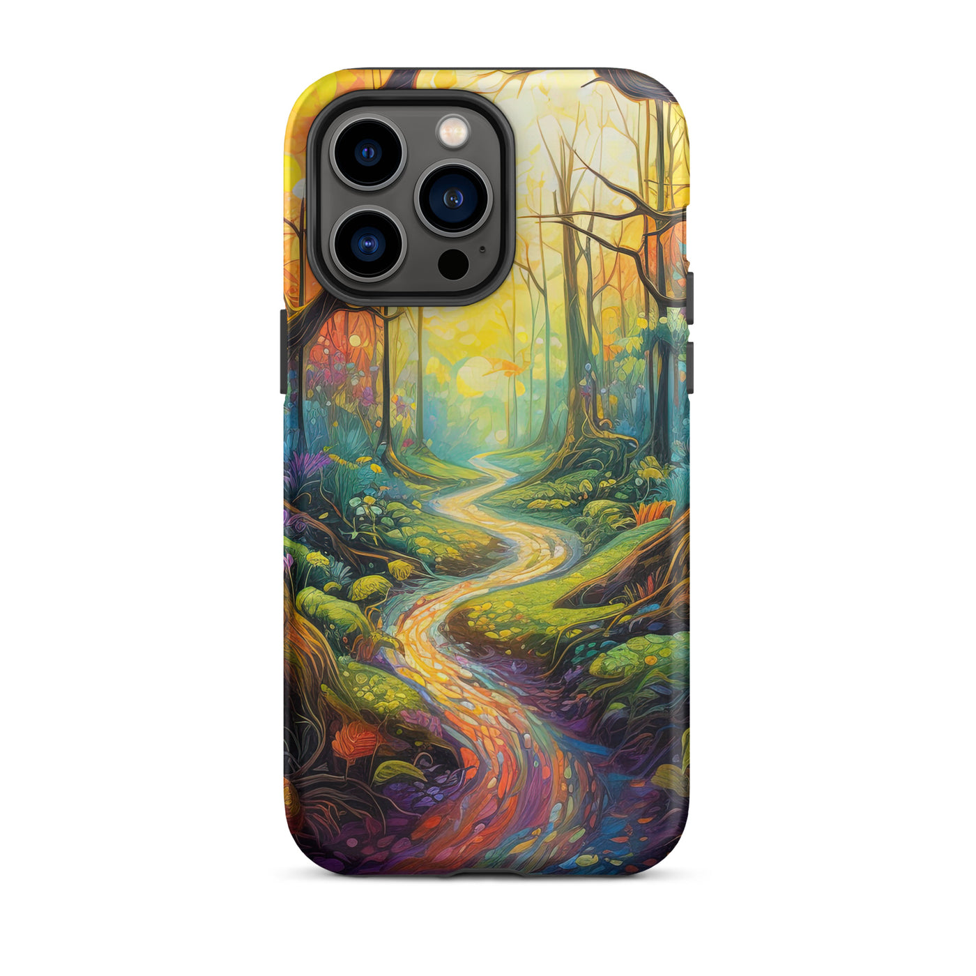 Wald und Wanderweg - Bunte, farbenfrohe Malerei - iPhone Schutzhülle (robust) camping xxx iPhone 14 Pro Max