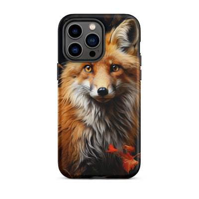 Fuchs Porträt und Herbstblätter - Malerei - iPhone Schutzhülle (robust) camping xxx iPhone 14 Pro Max