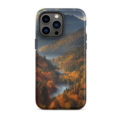 Berge, Wald und Nebel - Malerei - iPhone Schutzhülle (robust) berge xxx iPhone 14 Pro Max