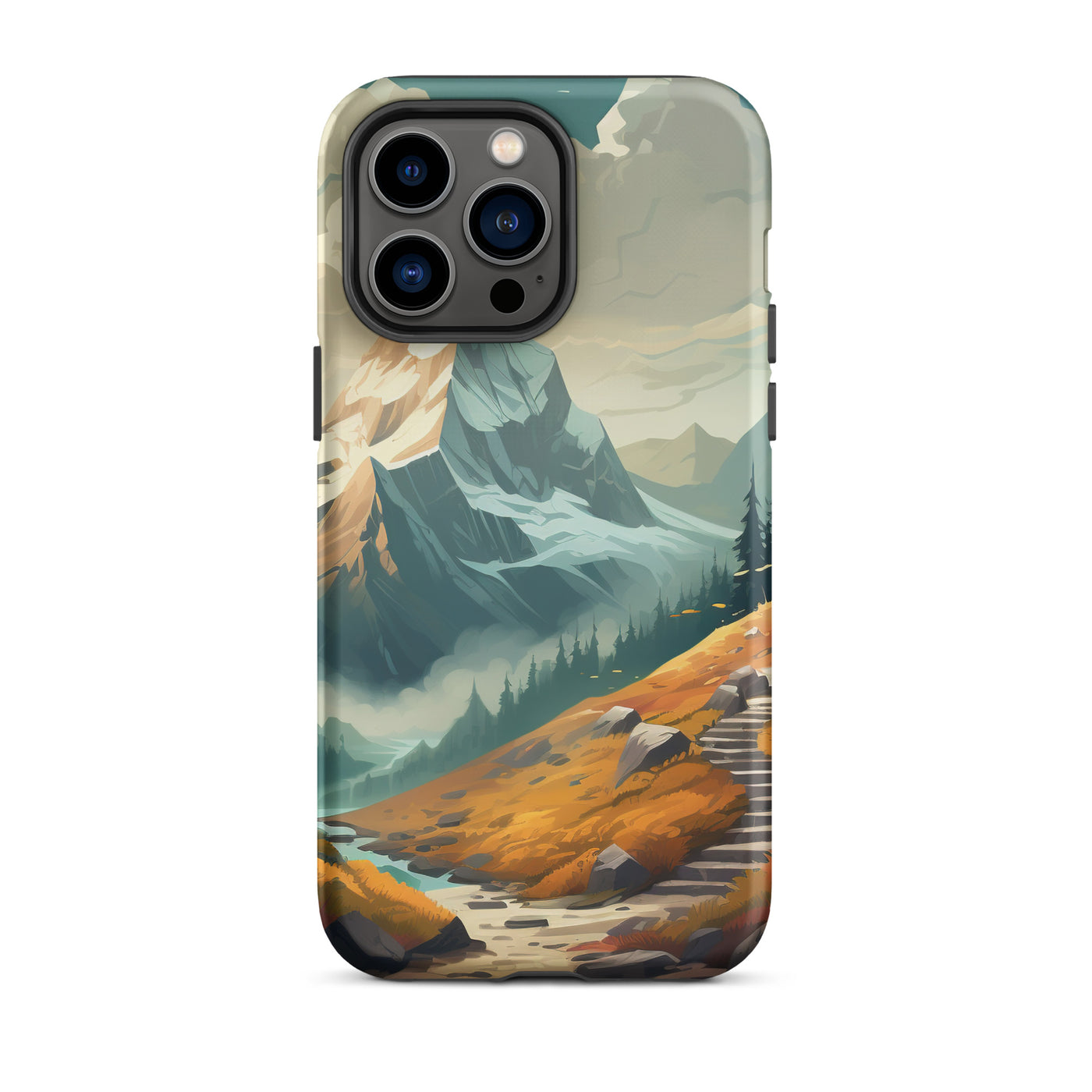 Berge, Wald und Wanderweg - Malerei - iPhone Schutzhülle (robust) berge xxx iPhone 14 Pro Max