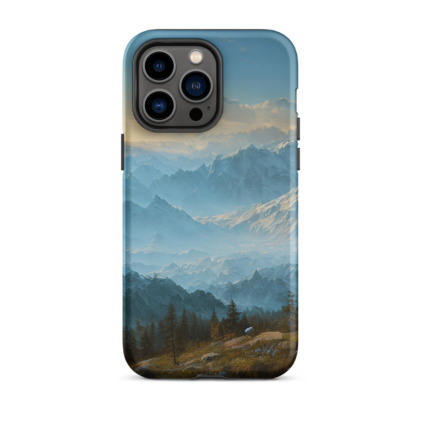 Schöne Berge mit Nebel bedeckt - Ölmalerei - iPhone Schutzhülle (robust) berge xxx iPhone 14 Pro Max