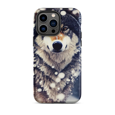 Wolf im Schnee - Episches Foto - iPhone Schutzhülle (robust) camping xxx iPhone 14 Pro Max