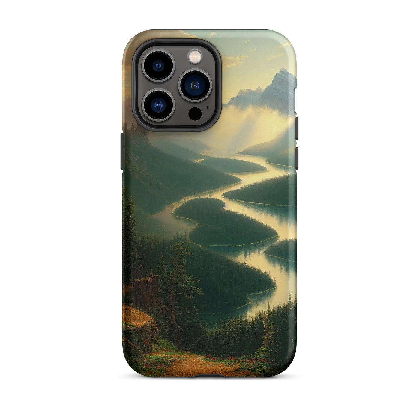 Landschaft mit Bergen, See und viel grüne Natur - Malerei - iPhone Schutzhülle (robust) berge xxx iPhone 14 Pro Max