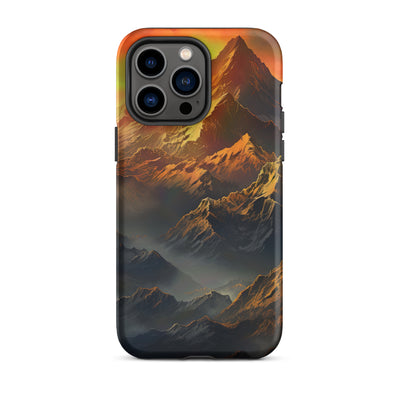 Wunderschöne Himalaya Gebirge im Nebel und Sonnenuntergang - Malerei - iPhone Schutzhülle (robust) berge xxx iPhone 14 Pro Max
