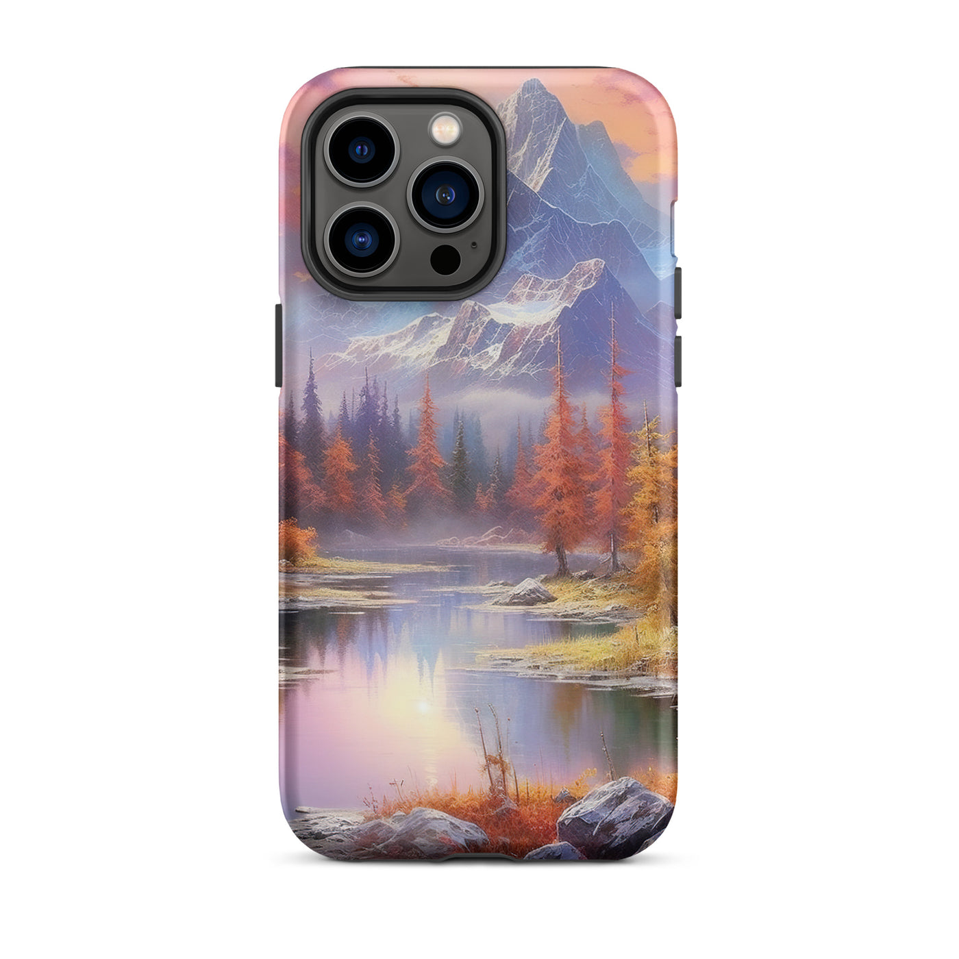 Landschaftsmalerei - Berge, Bäume, Bergsee und Herbstfarben - iPhone Schutzhülle (robust) berge xxx iPhone 14 Pro Max
