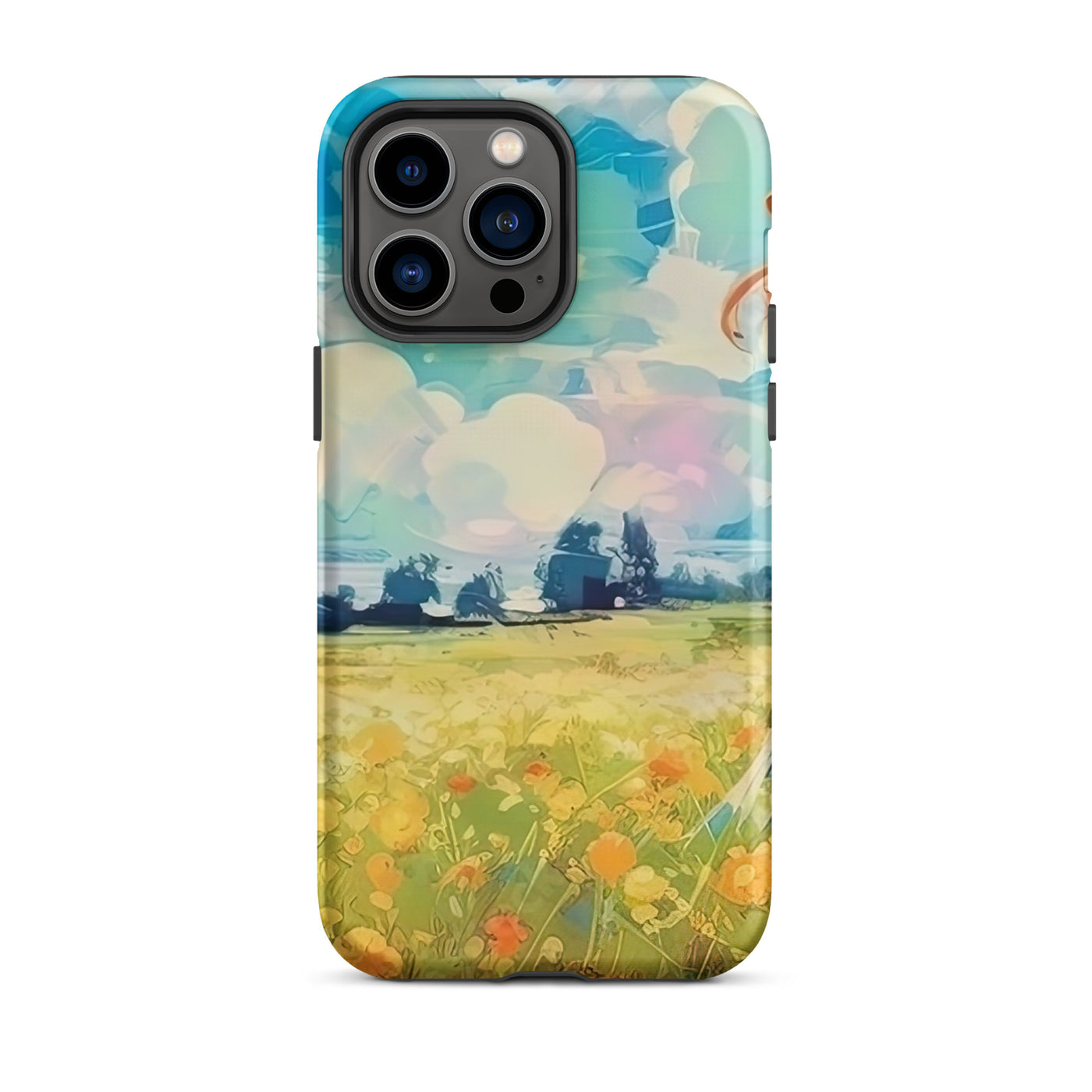 Dame mit Hut im Feld mit Blumen - Landschaftsmalerei - iPhone Schutzhülle (robust) camping xxx iPhone 14 Pro Max