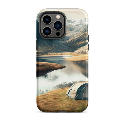 Zelt, Berge und Bergsee - iPhone Schutzhülle (robust) camping xxx iPhone 14 Pro Max