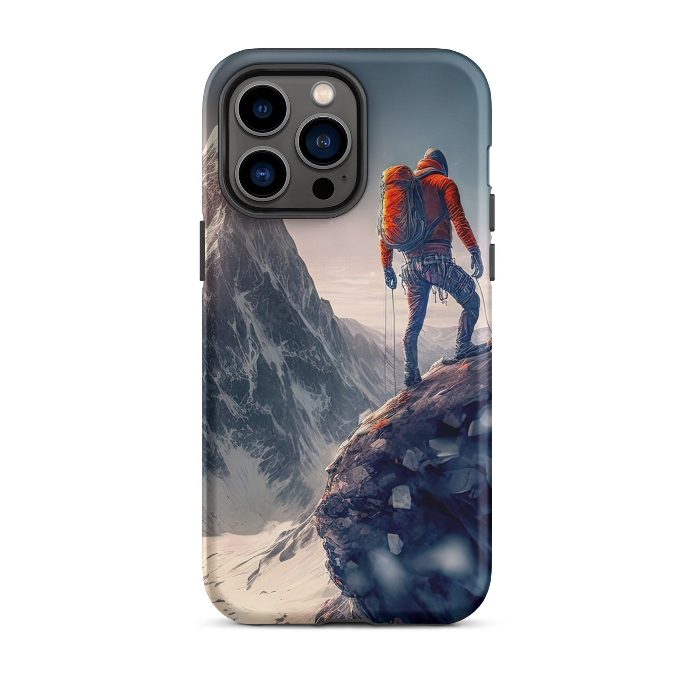 Bergsteiger auf Berg - Epische Malerei - iPhone Schutzhülle (robust) klettern xxx iPhone 14 Pro Max