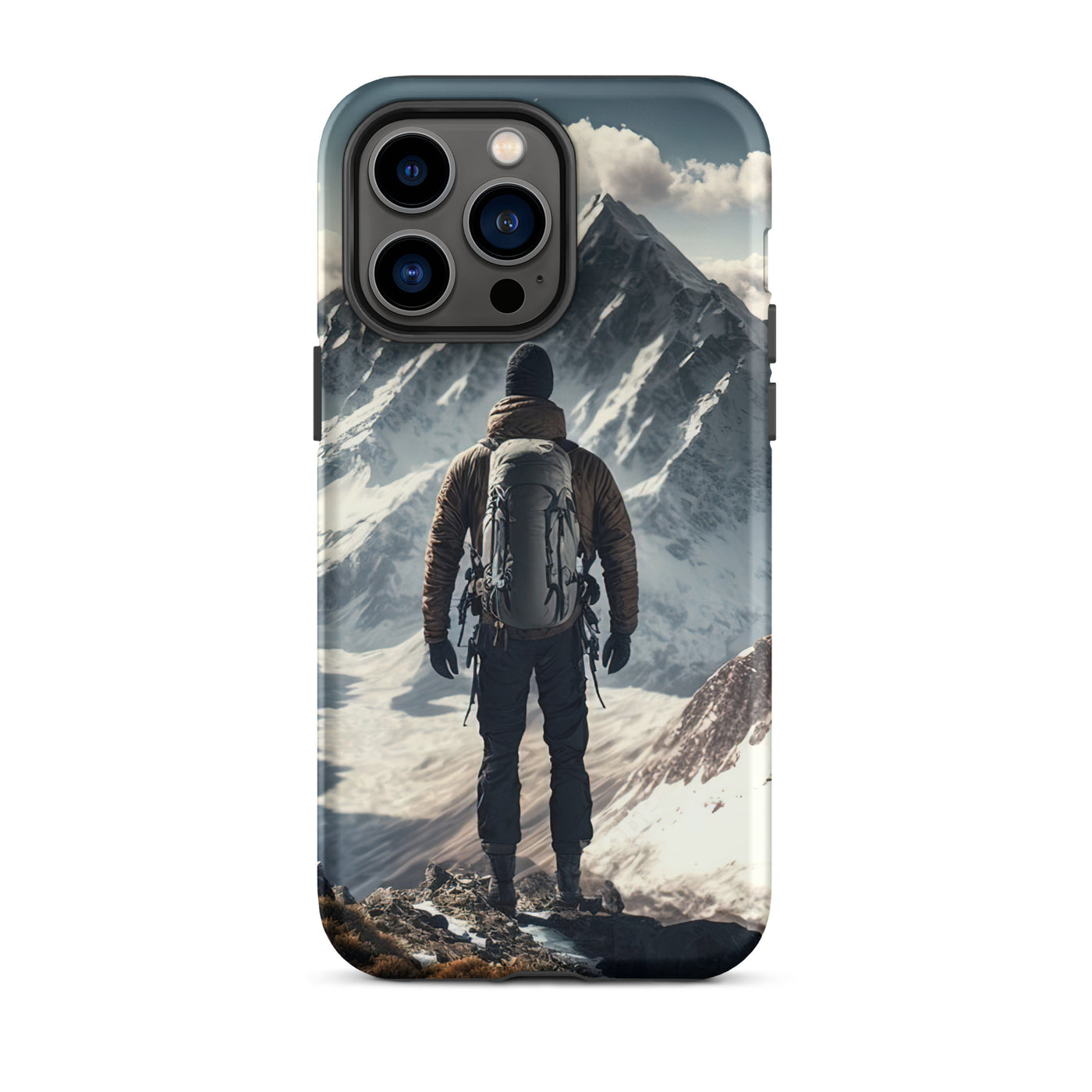 Wanderer auf Berg von hinten - Malerei - iPhone Schutzhülle (robust) berge xxx iPhone 14 Pro Max