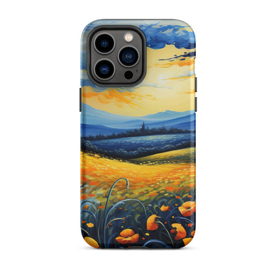 Berglandschaft mit schönen gelben Blumen - Landschaftsmalerei - iPhone Schutzhülle (robust) berge xxx iPhone 14 Pro Max