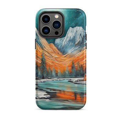 Berglandschaft und Zelte - Nachtstimmung - Landschaftsmalerei - iPhone Schutzhülle (robust) camping xxx iPhone 14 Pro Max