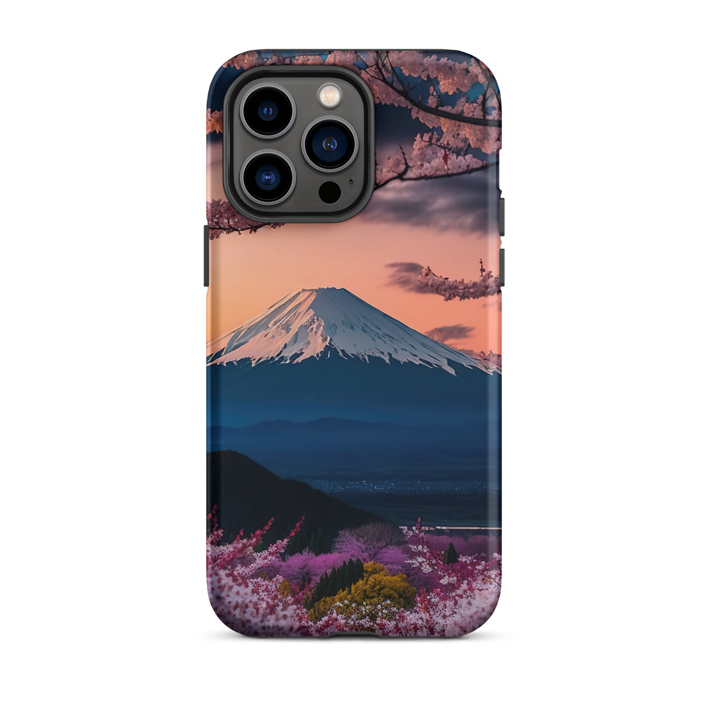 Berg - Pinke Bäume und Blumen - iPhone Schutzhülle (robust) berge xxx iPhone 14 Pro Max