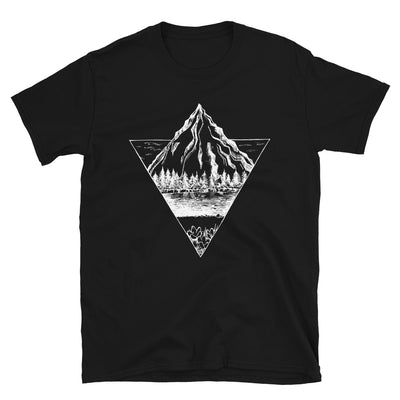 Berg - Geometrisch - T-Shirt (Unisex) berge wandern Schwarz