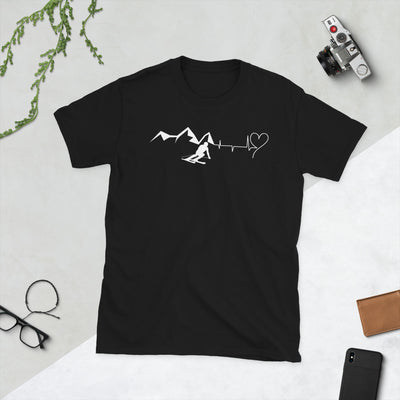 Heart - Heartbeat - Mountain - Skiing - T-Shirt (Unisex) ski Schwarz