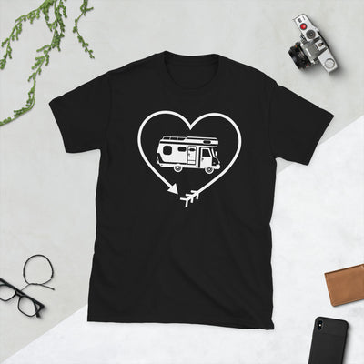 Pfeil, Herz Und Camping - T-Shirt (Unisex) camping Black