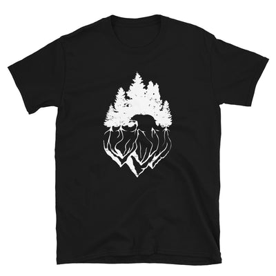 Bäume Und Bär Abstrakt - T-Shirt (Unisex) berge camping Black