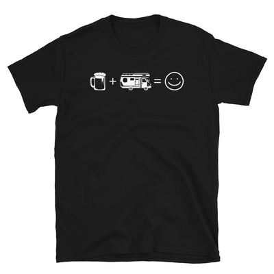 Bier, Lächelndes Gesicht Und Camping - T-Shirt (Unisex) camping Black