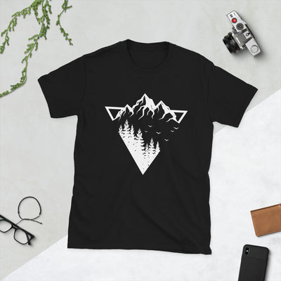 Berge - Geometrisch - T-Shirt (Unisex) berge camping wandern Black