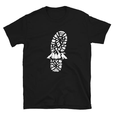 Berge Und Wanderschuh Abdruck - T-Shirt (Unisex) berge wandern Black