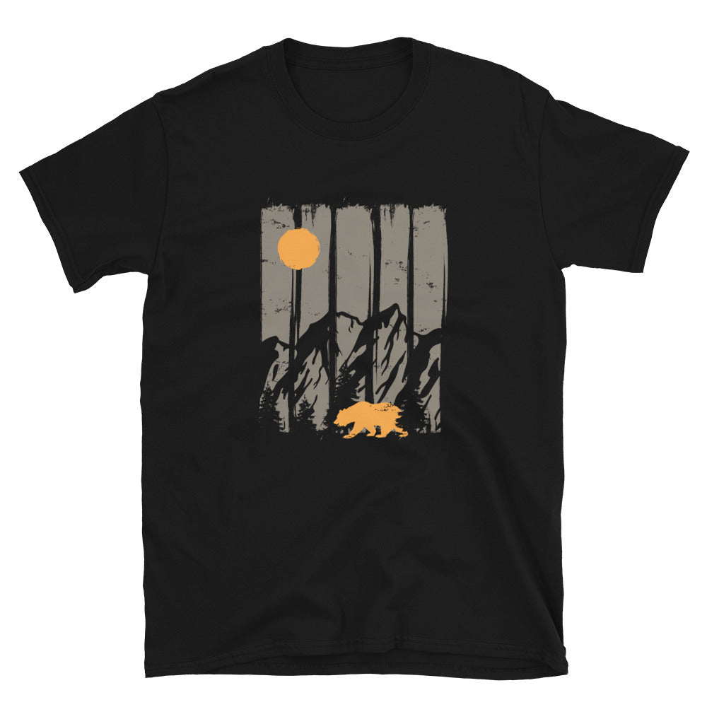 Berge, Mond Und Bär - T-Shirt (Unisex) berge camping Black