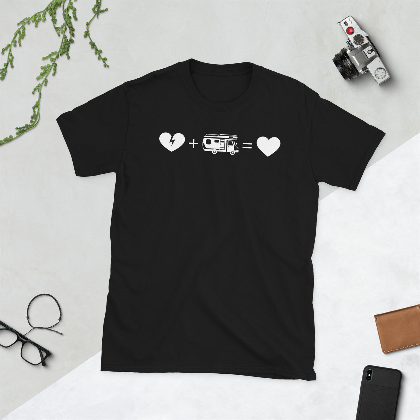 Gebrochenes Herz, Herz Und Camping - T-Shirt (Unisex) camping Black