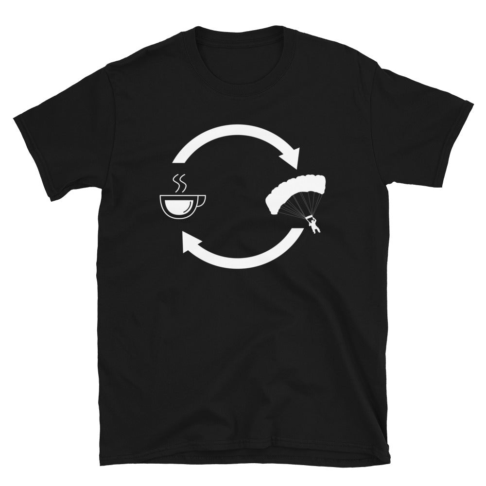 Kaffee, Pfeile Laden Und Gleitschirmfliegen - T-Shirt (Unisex) berge Black