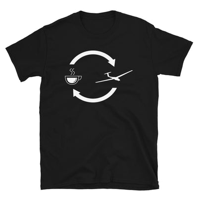 Kaffee, Pfeile Laden Und Segelflugzeug - T-Shirt (Unisex) berge Black