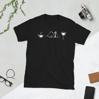 Kaffee, Wein Und Camping - T-Shirt (Unisex) camping Black
