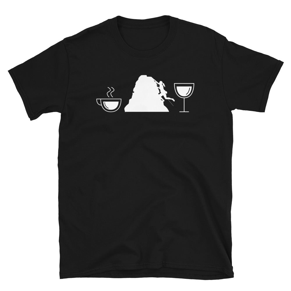Kaffee, Wein Und Klettern - T-Shirt (Unisex) klettern Black