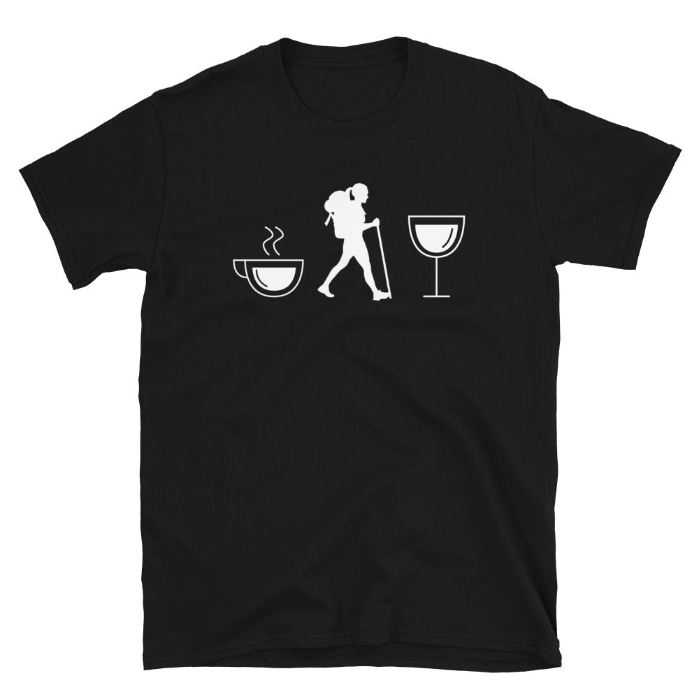 Kaffee, Wein Und Wandern - T-Shirt (Unisex) wandern Black