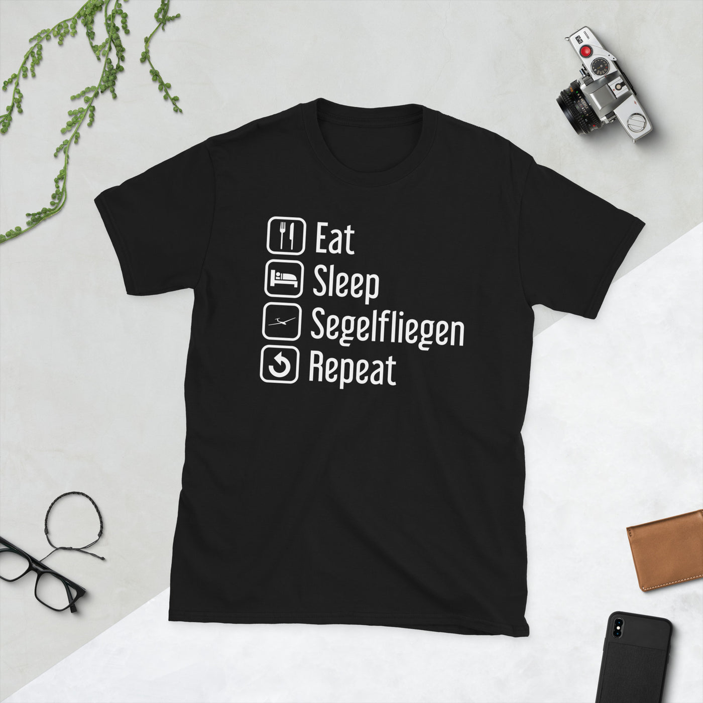 Eat Sleep Segelfliegen Repeat - T-Shirt (Unisex) berge Black