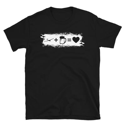 Grunge Rechteck - Herz - Bier - Segelflugzeug - T-Shirt (Unisex) berge Black