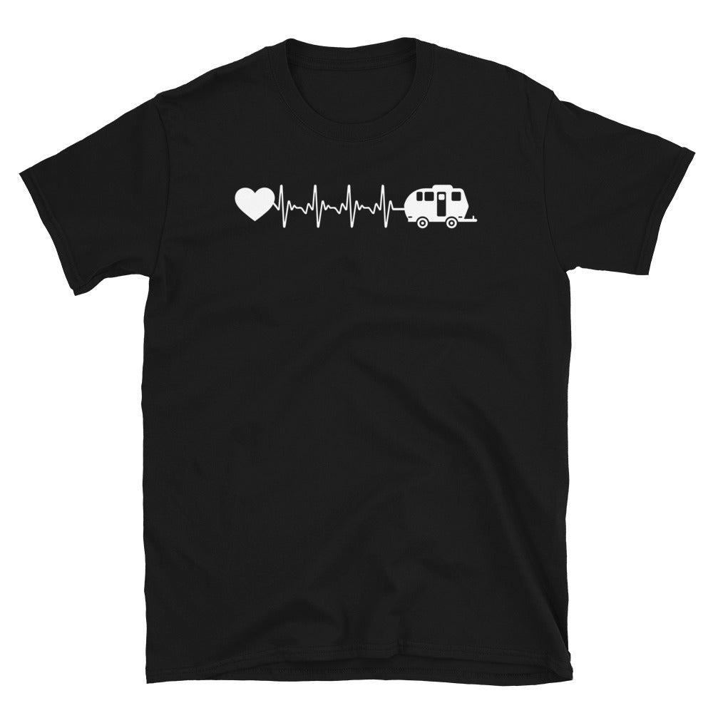 Herzschlag Herz Und Camping - T-Shirt (Unisex) camping Black