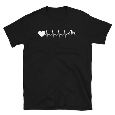 Herzschlag Herz Und Berg - T-Shirt (Unisex) berge Black