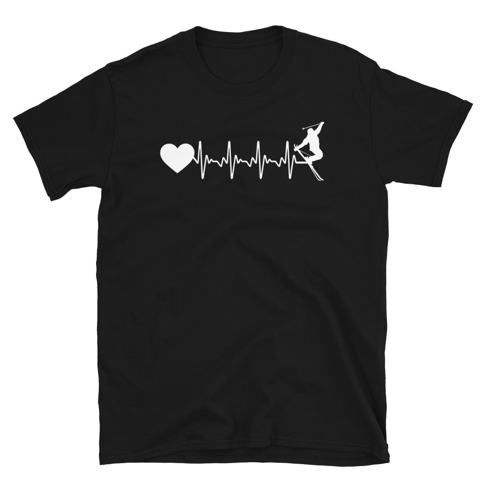 Herzschlag Herz Und Skifahren - T-Shirt (Unisex) klettern ski Black