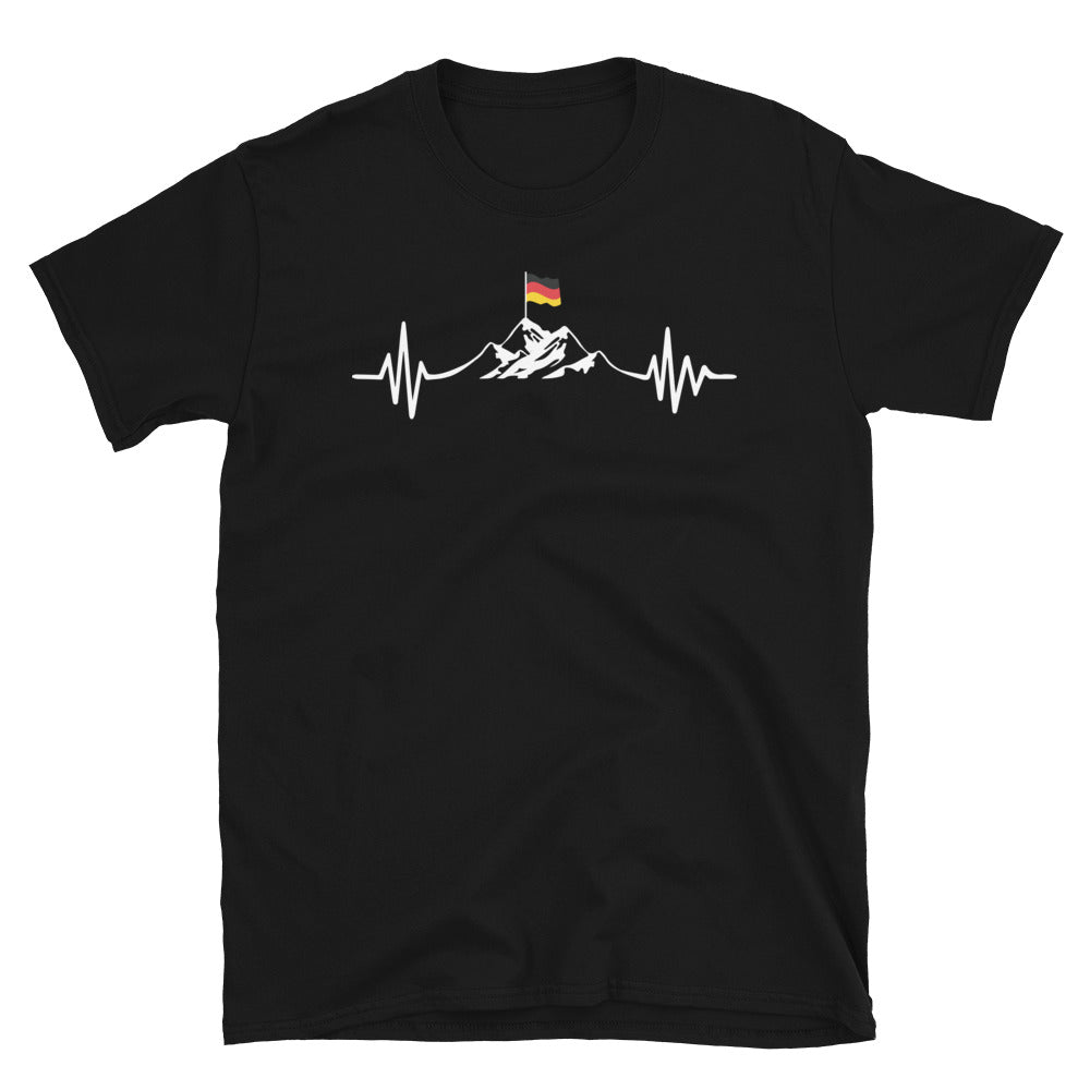 Herzschlag Berge Und Deutschland Flagge - T-Shirt (Unisex) berge wandern Black
