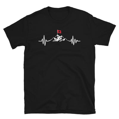 Herzschlag Berge Und Schweizer Flagge - T-Shirt (Unisex) berge wandern Black