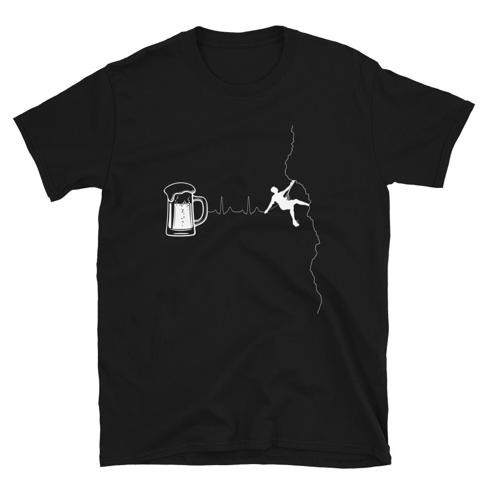 Herzschlag Bergsteiger Und Bier - T-Shirt (Unisex) klettern Black