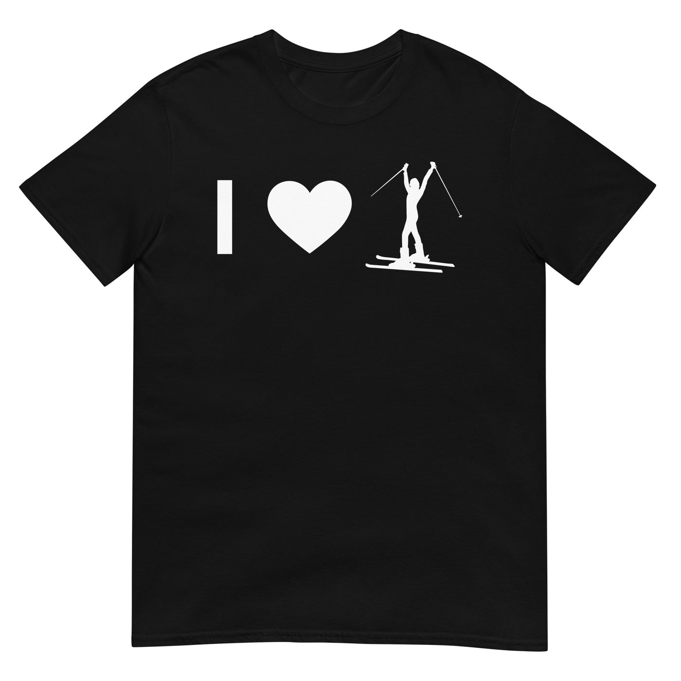 Herz Und Frau Beim Skifahren - T-Shirt (Unisex) klettern ski xxx yyy zzz Black